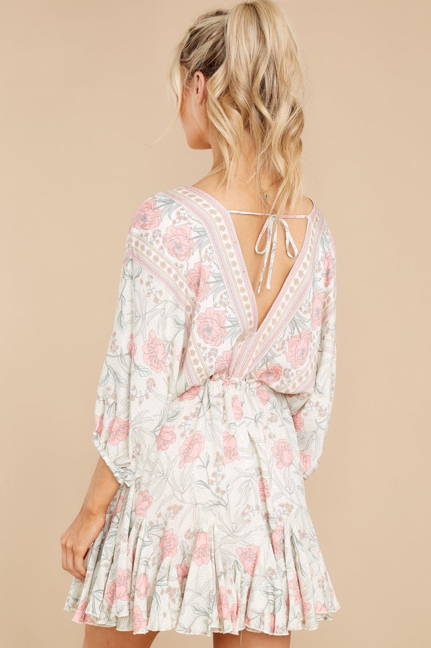 Invest In Love Ivory Floral Print Dress