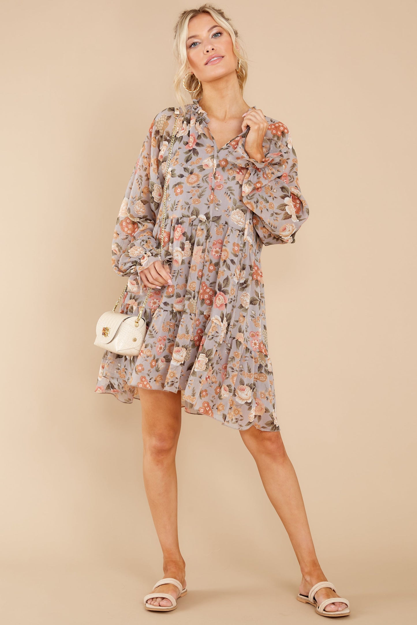 Garden Storm Grey Floral Print Dress