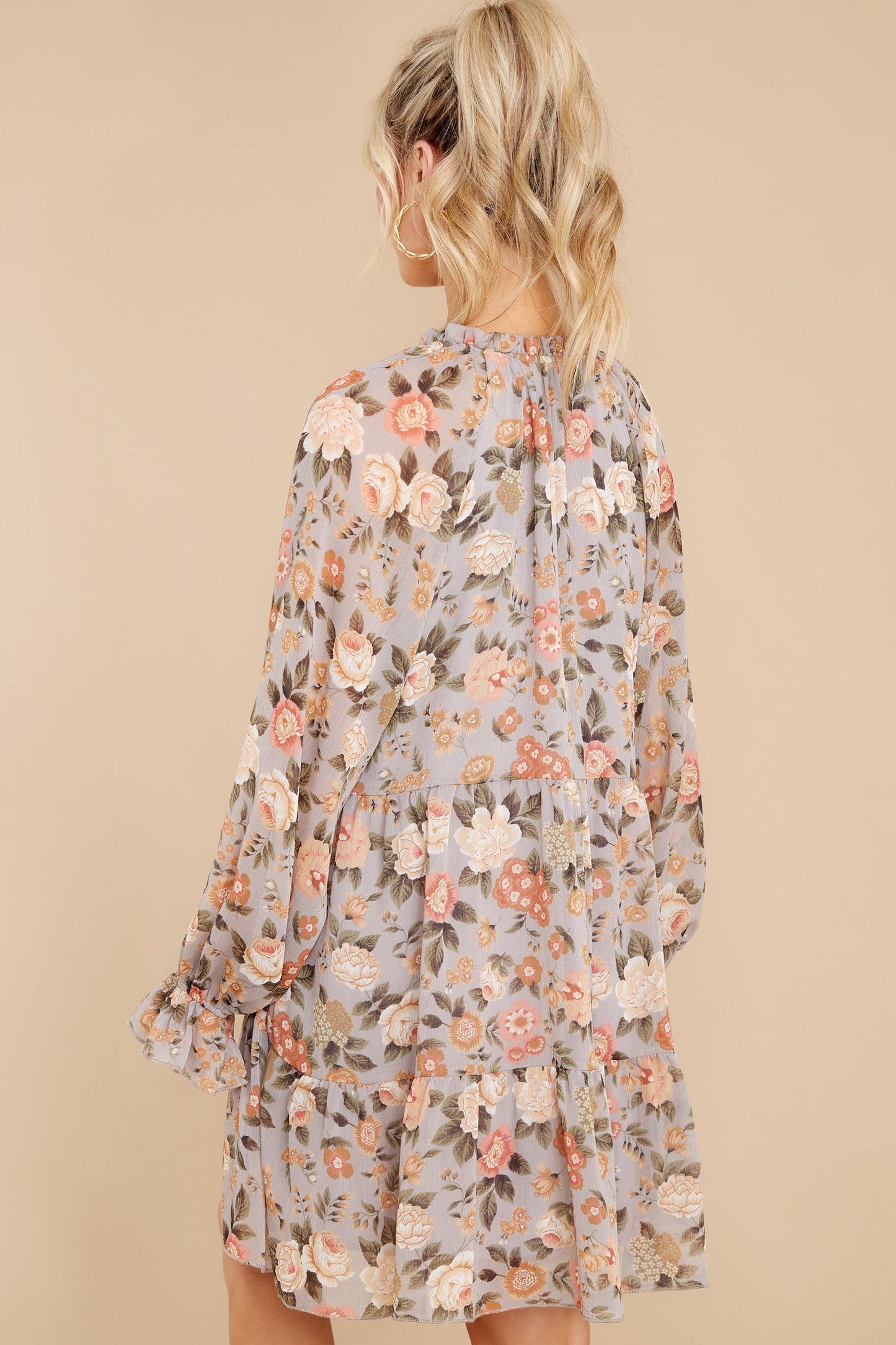Garden Storm Grey Floral Print Dress