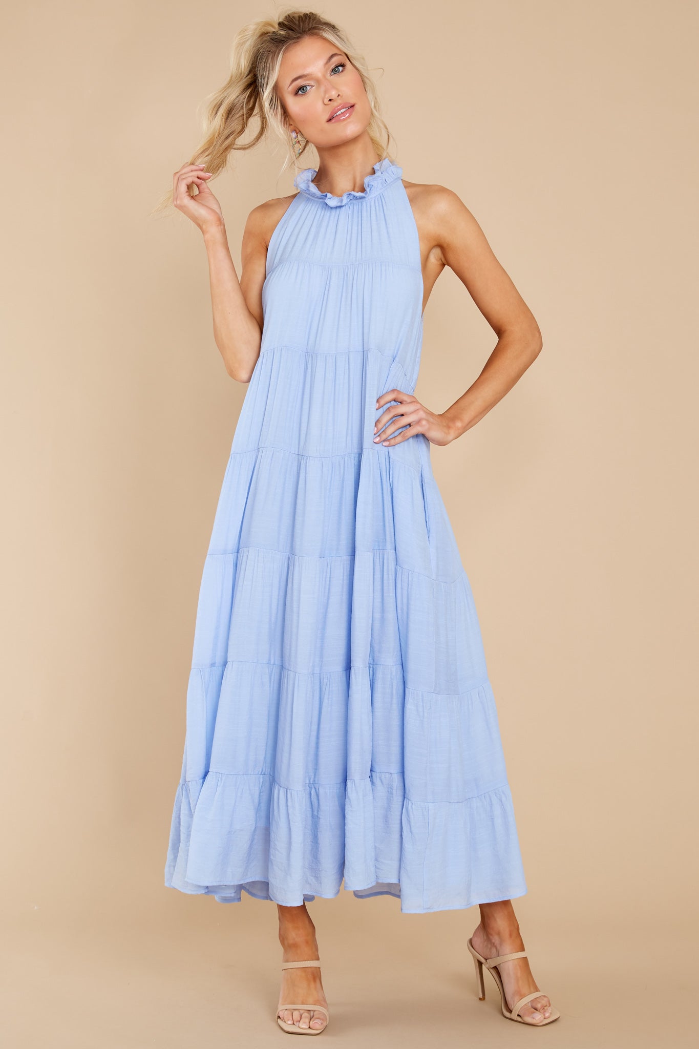 Take Me Dancing Pale Blue Maxi Dress