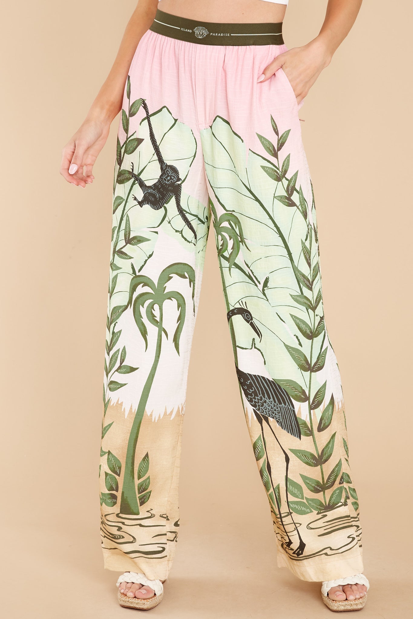 Tropical Hideaway Pink Print Trousers