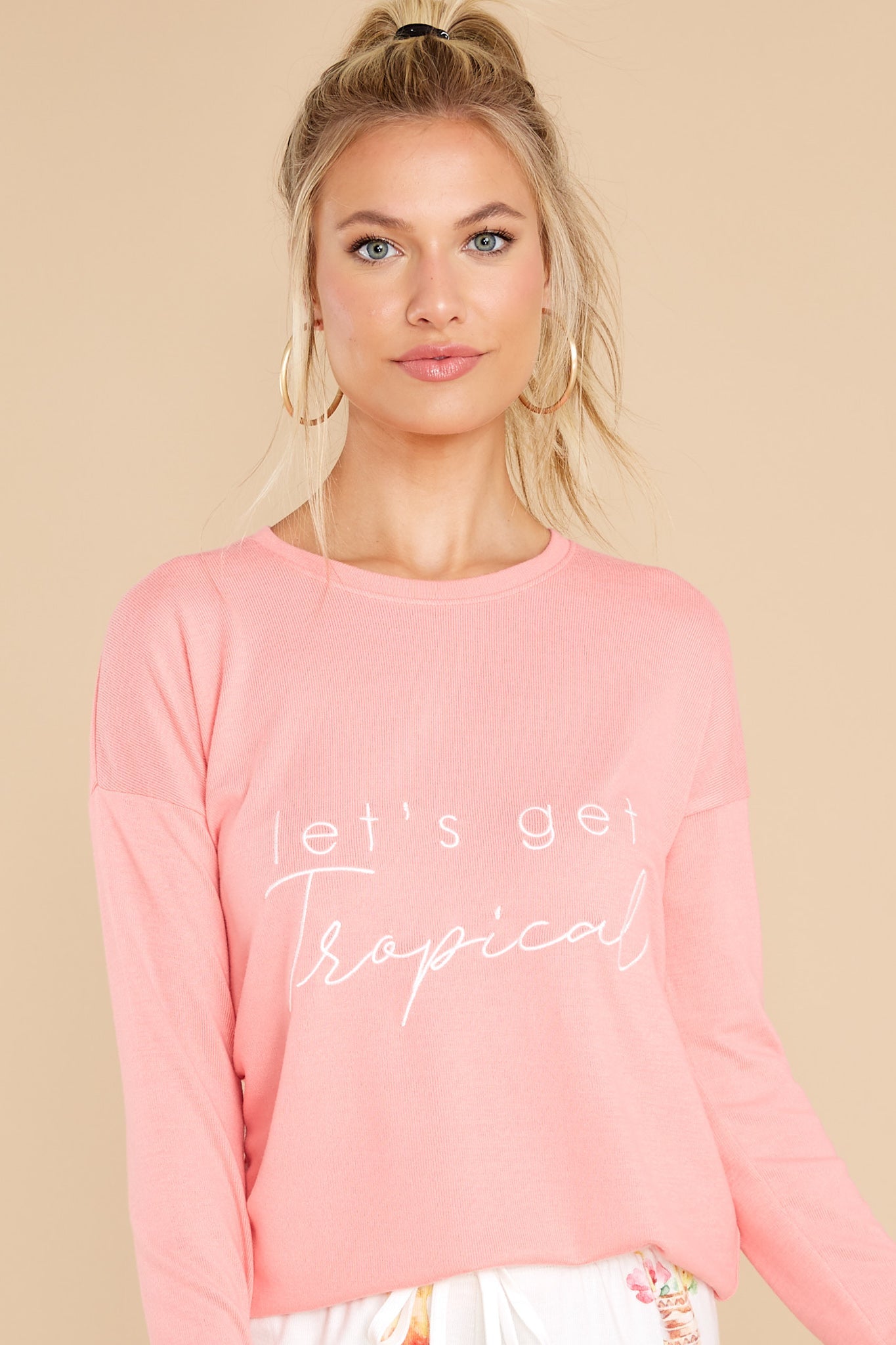 Let's Get Tropical Coral Long Sleeve Top