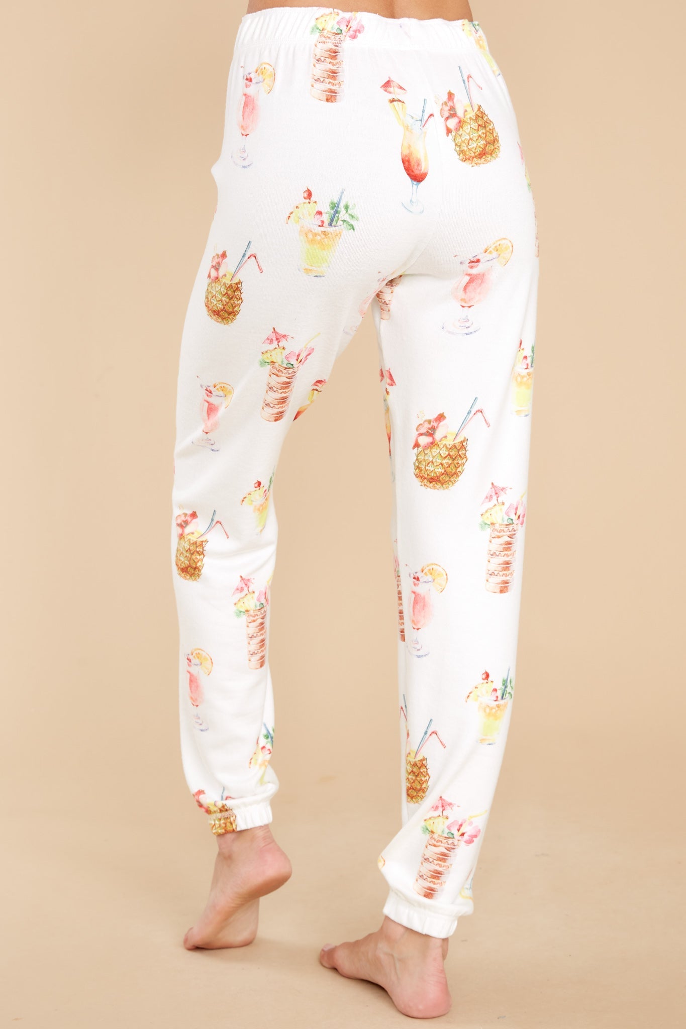 Let's Get Tropical Cocktail Print Banded Pants