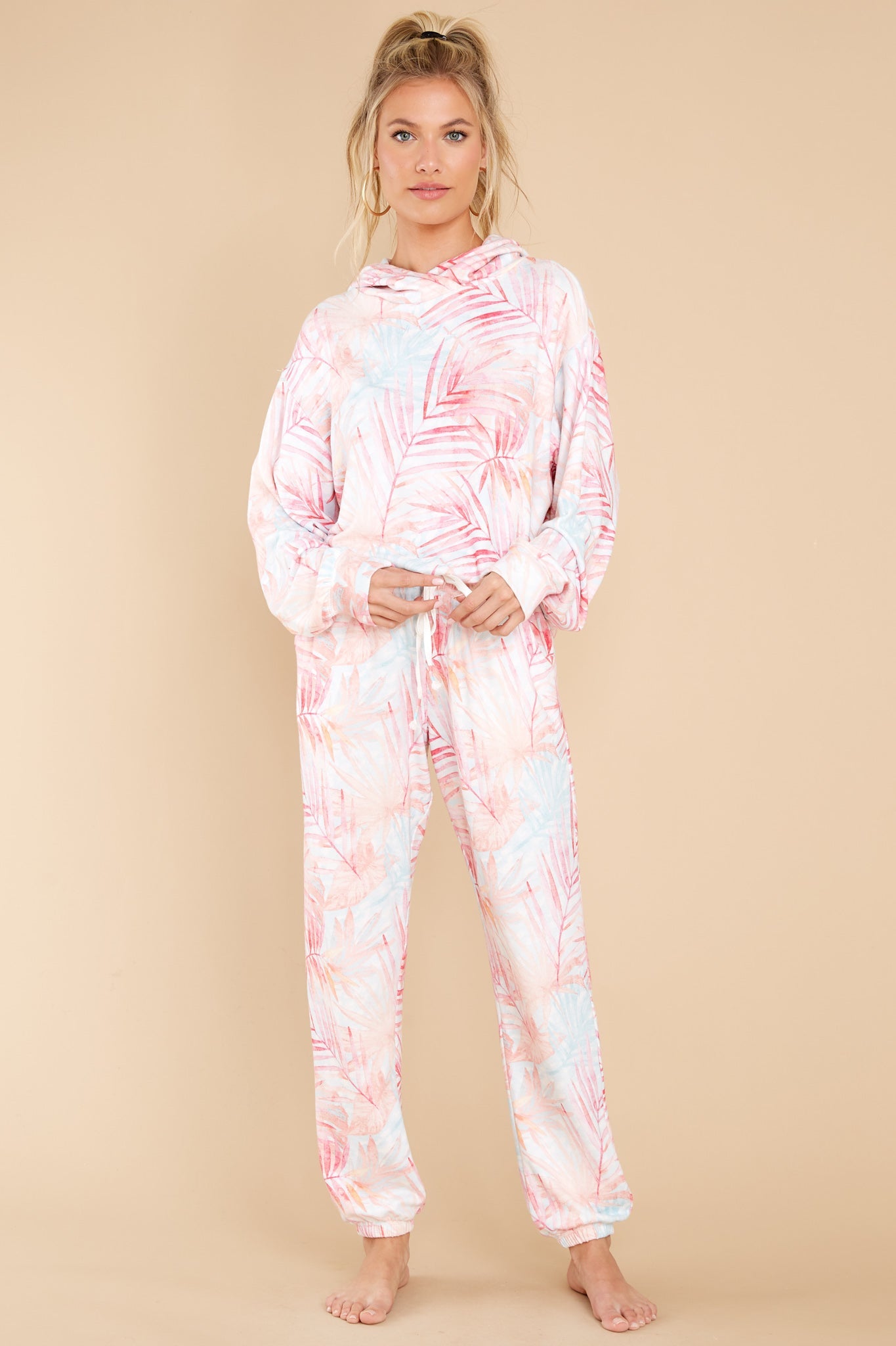 Peachy Party Tropical Print Banded Pants