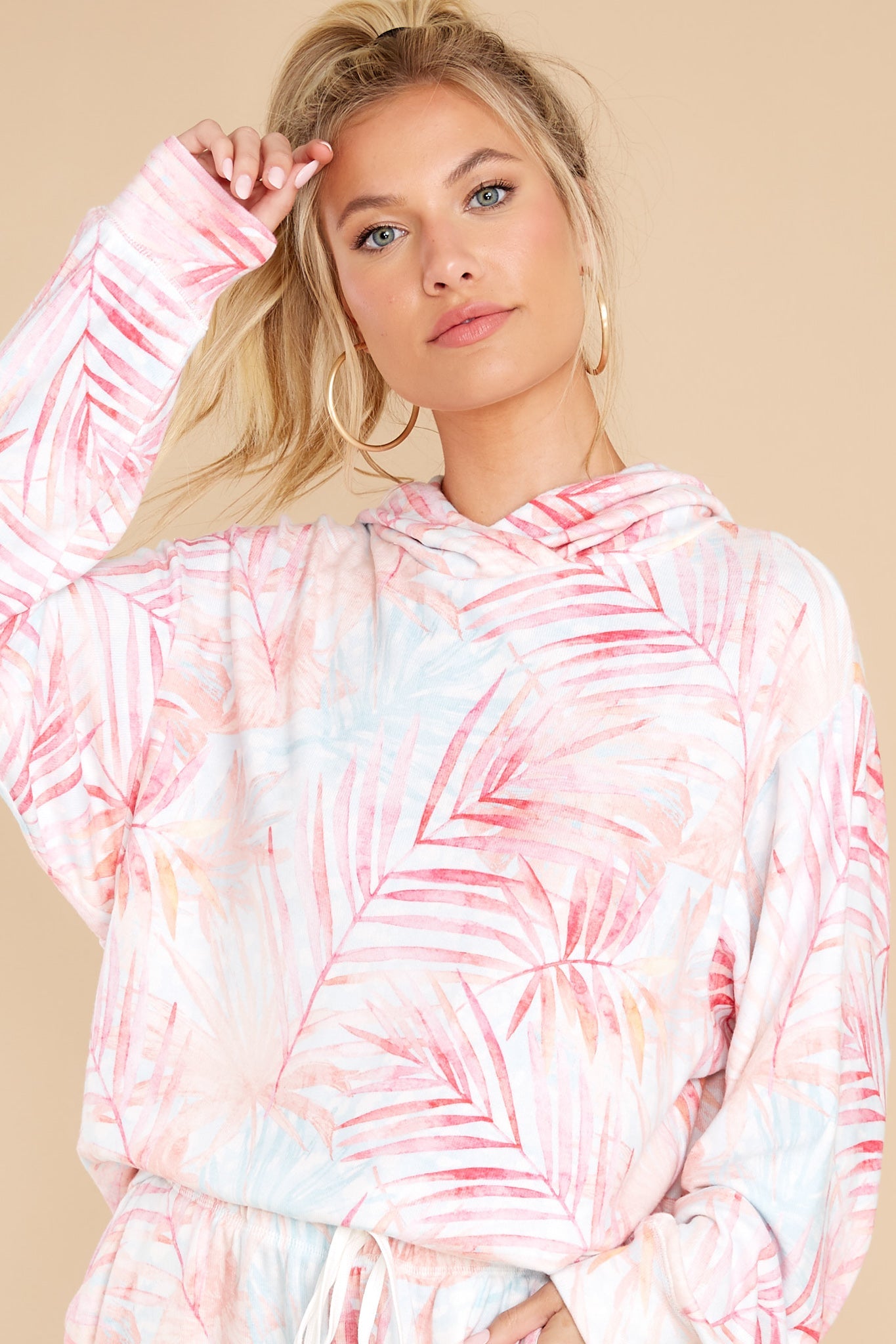 Peachy Party Tropical Print Sweatshirt