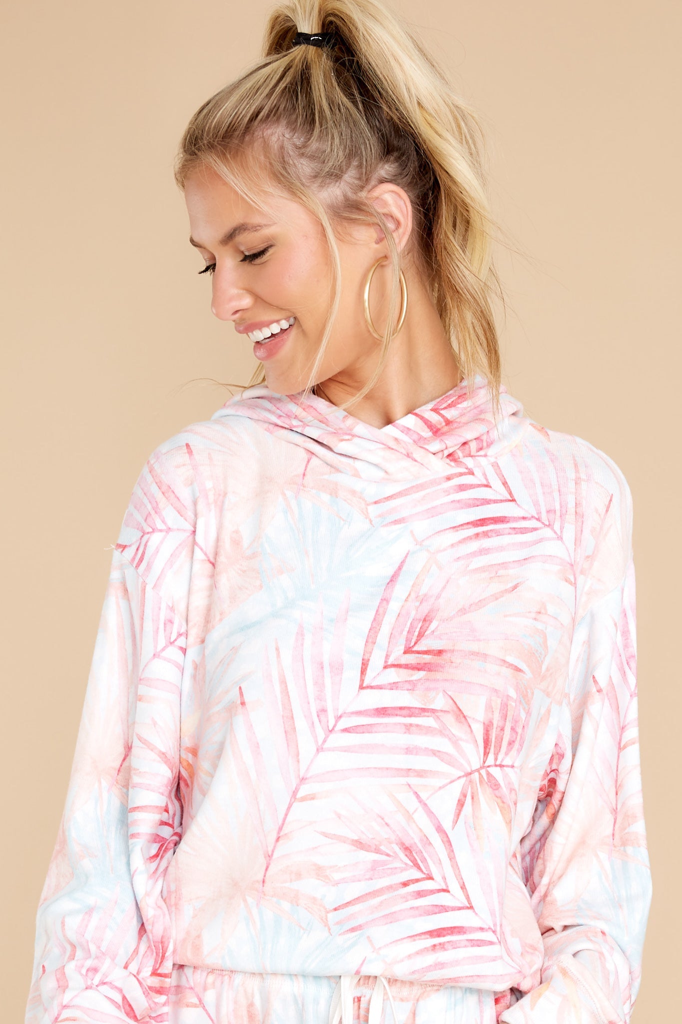 Peachy Party Tropical Print Sweatshirt