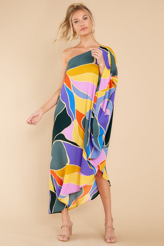 Dare To Love Teal Multi Print Maxi Dress