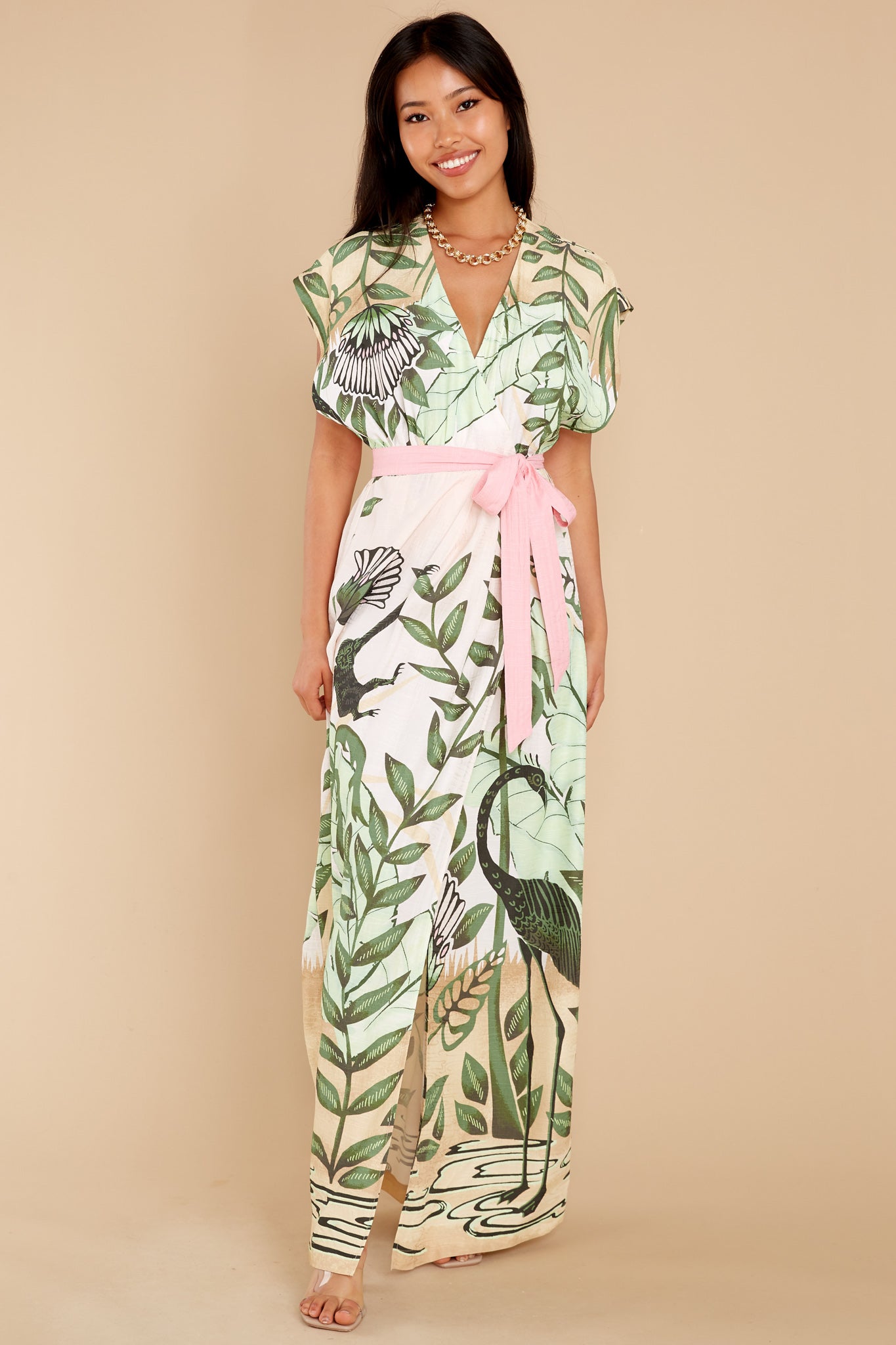 Beachside Blooms Ivory Multi Print Maxi Dress