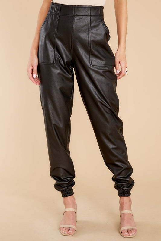 Spanx Leather-Like Noir Black Jogger