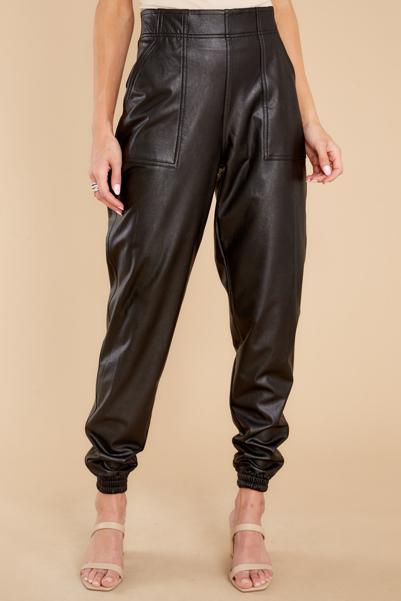 Spanx Leather-Like Noir Black Jogger