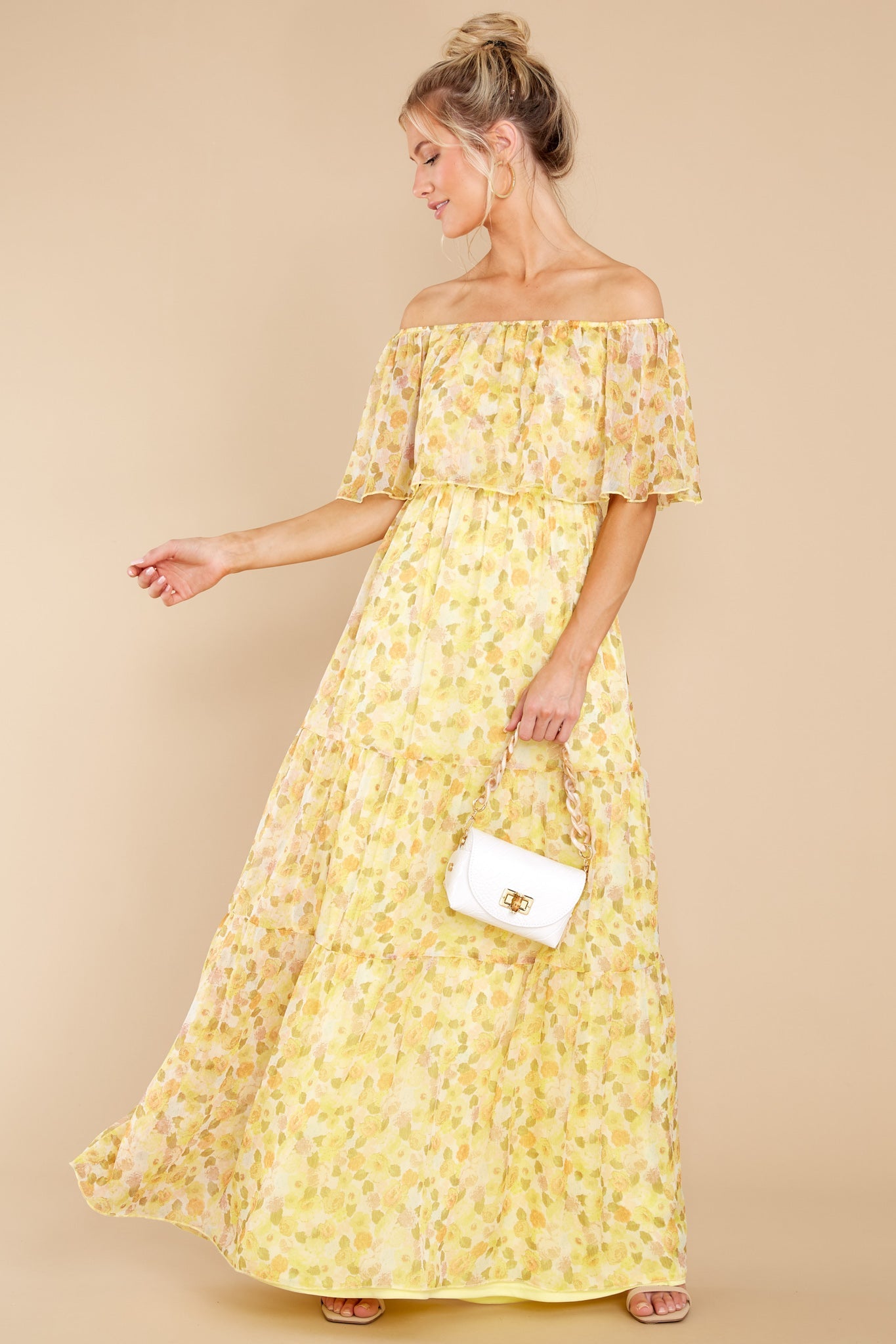 Washed Memories Sunshine Yellow Floral Print Maxi Dress