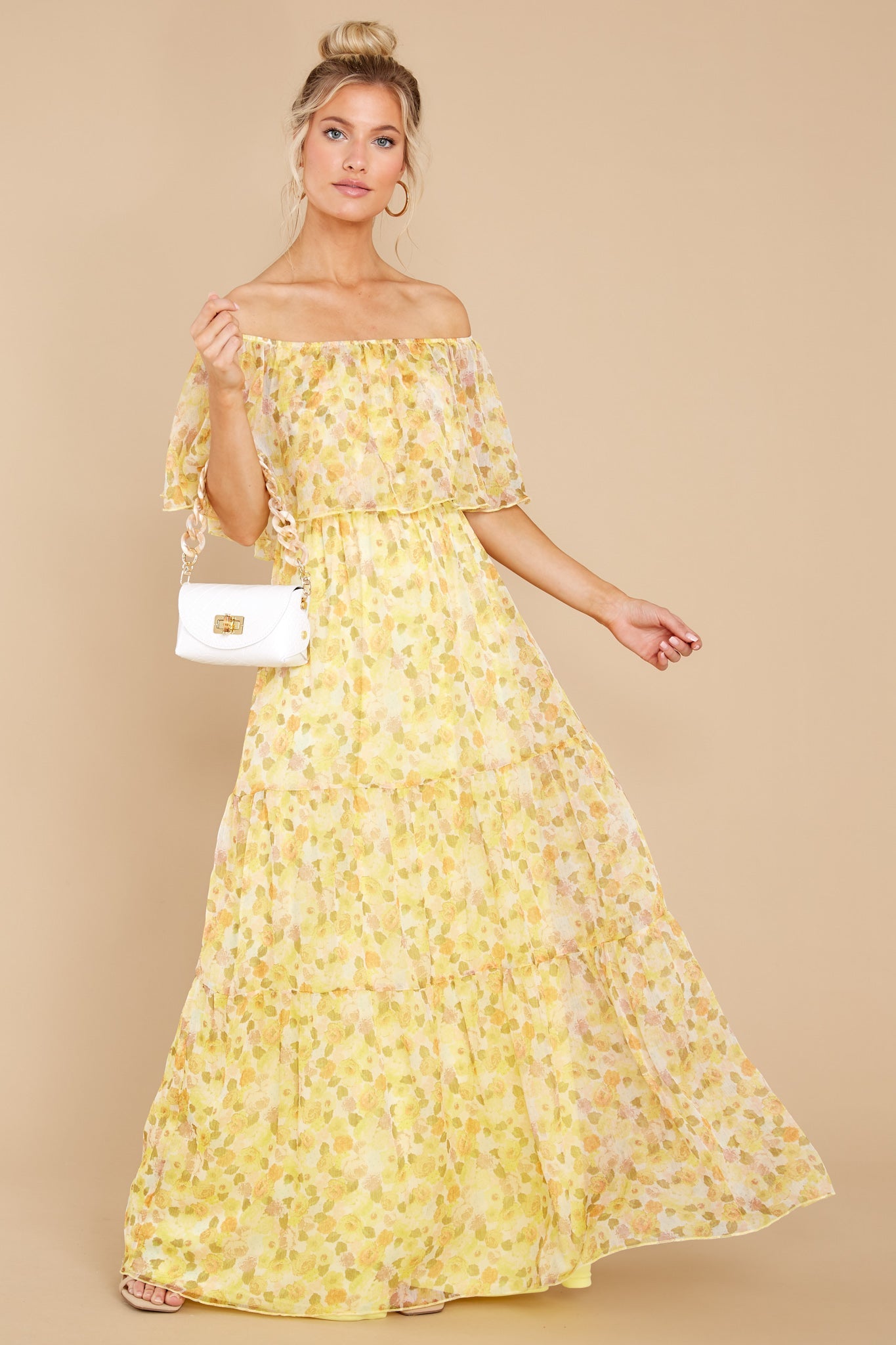 Washed Memories Sunshine Yellow Floral Print Maxi Dress