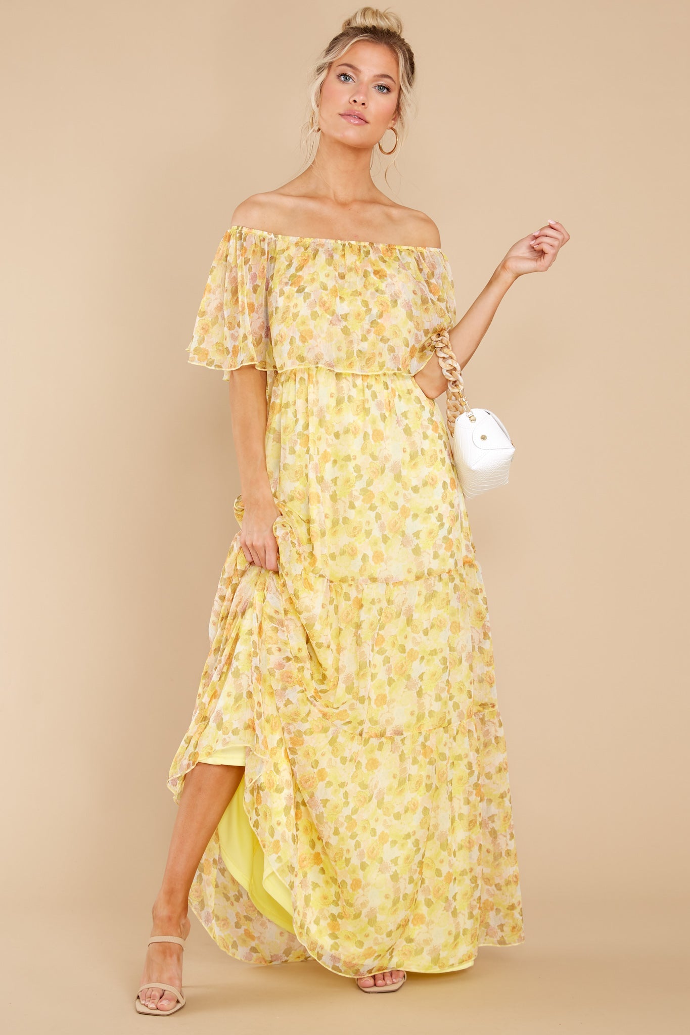 Washed Memories Sunshine Yellow Floral Print Maxi Dress