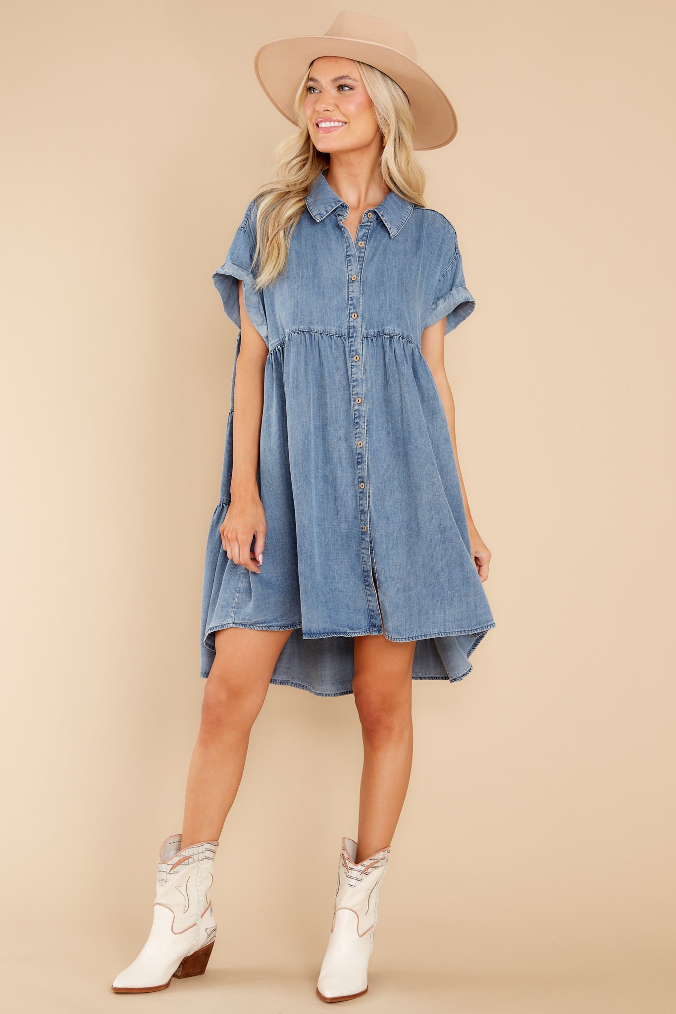 Only Way To Be Medium Wash Chambray Dress