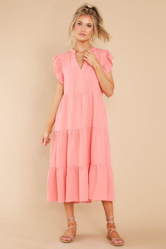 Meaningful Ways Coral Midi Dress