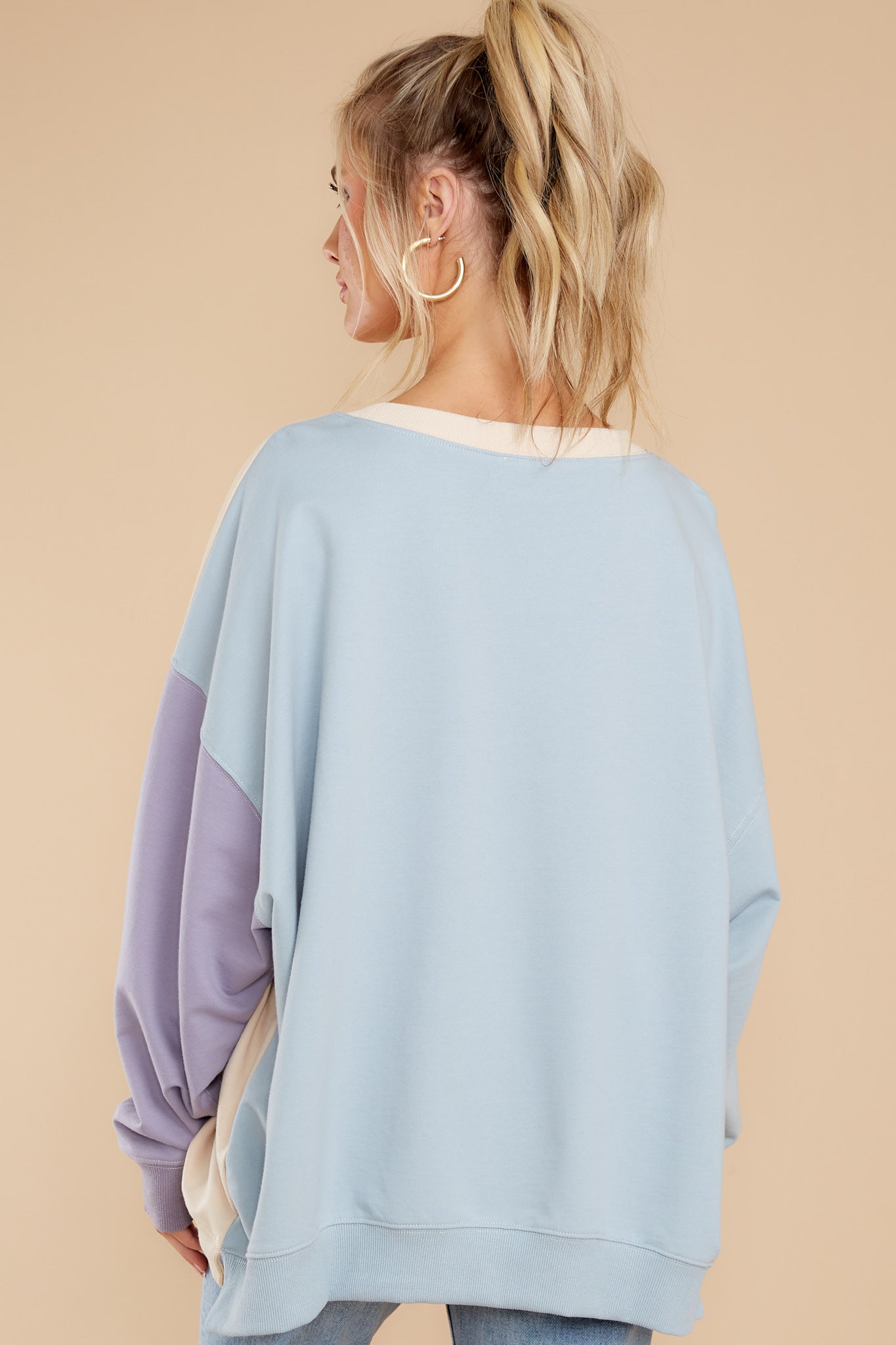 Energized Feeling Taupe Colorblock Sweatshirt