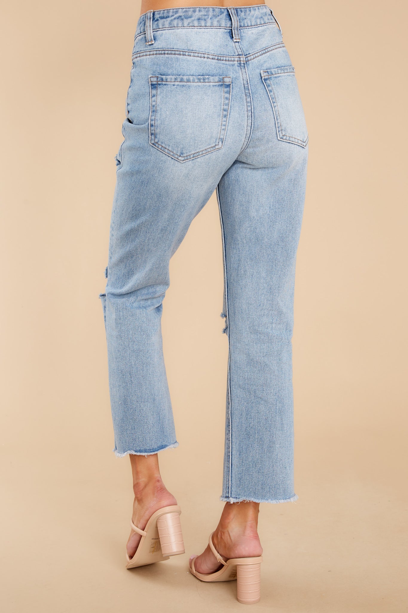 Find Your Edge Light Wash Distressed Straight Jeans