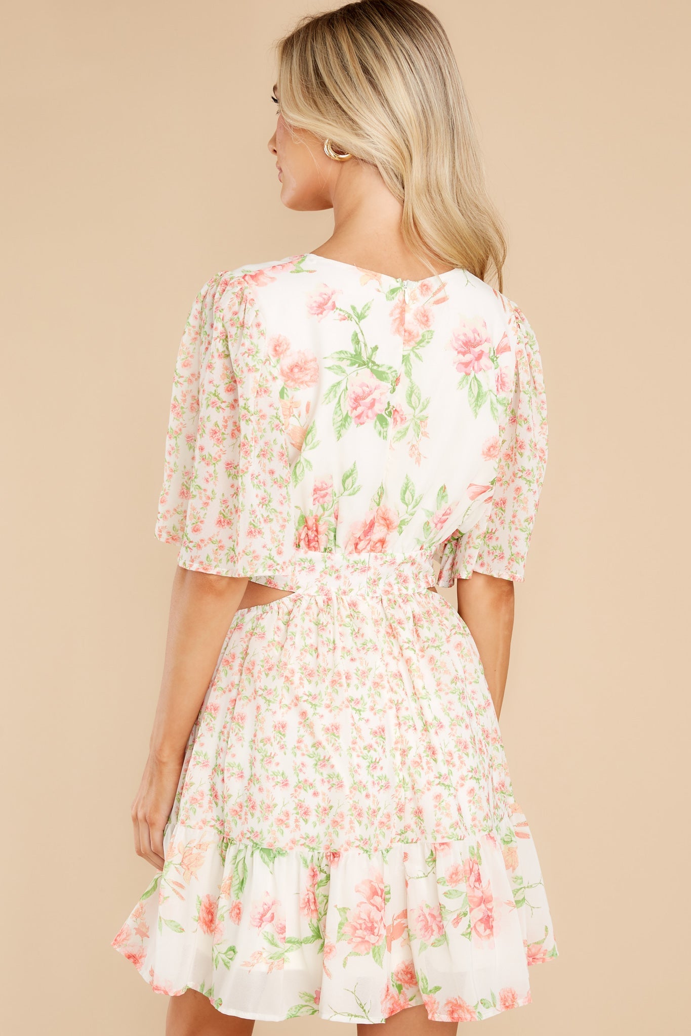 Delicate Hearts Pink Floral Print Dress