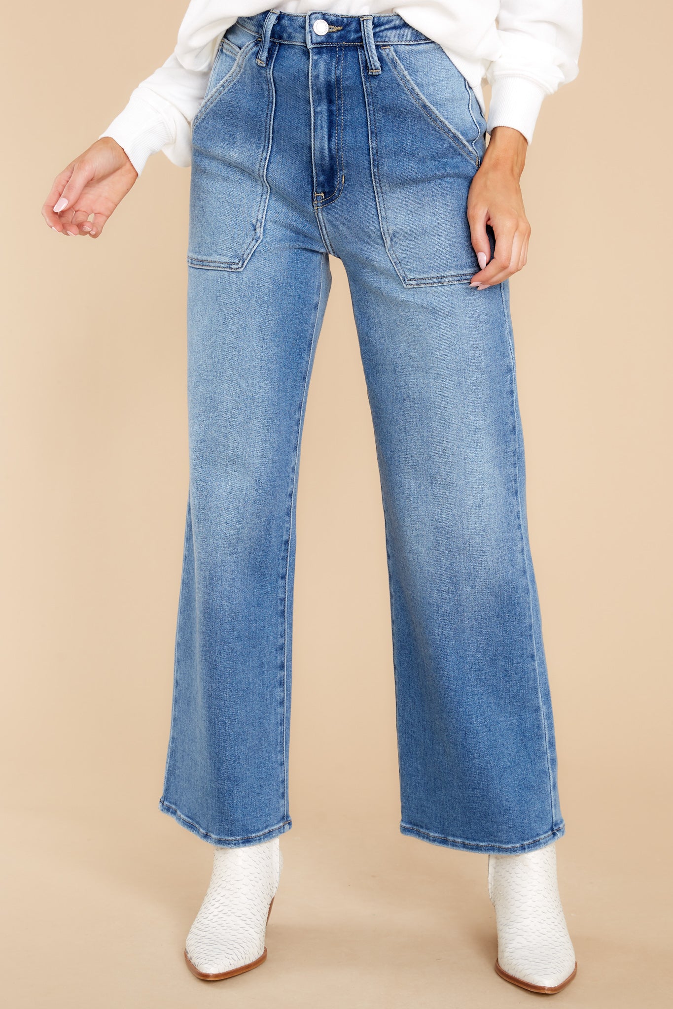 Something Amazing Medium Wash Wide Leg Jeans