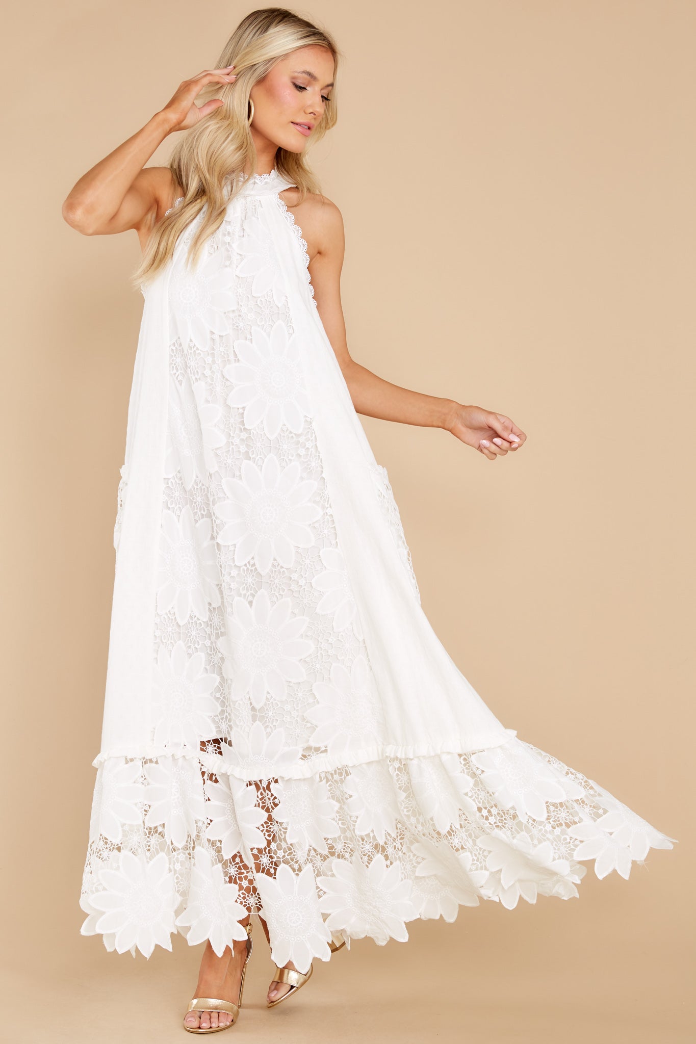 Time For Dessert White Lace Maxi Dress