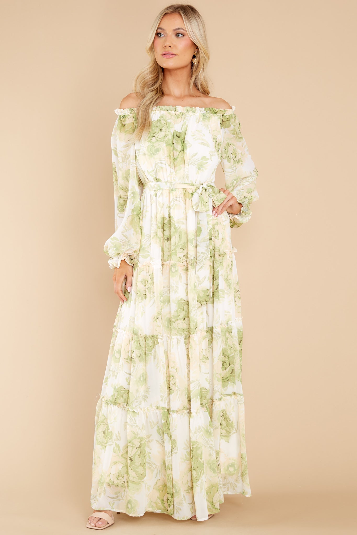 Love Is Blooming Green Floral Print Maxi Dress