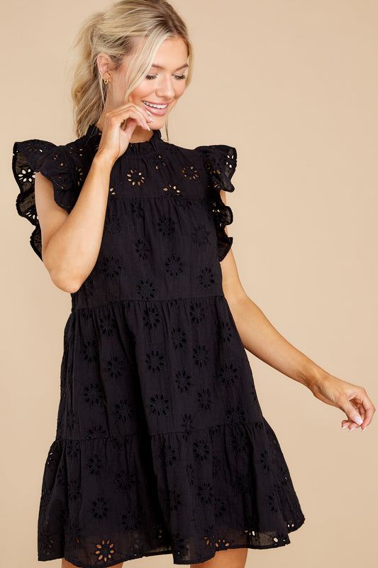 So Unreal Black Eyelet Dress