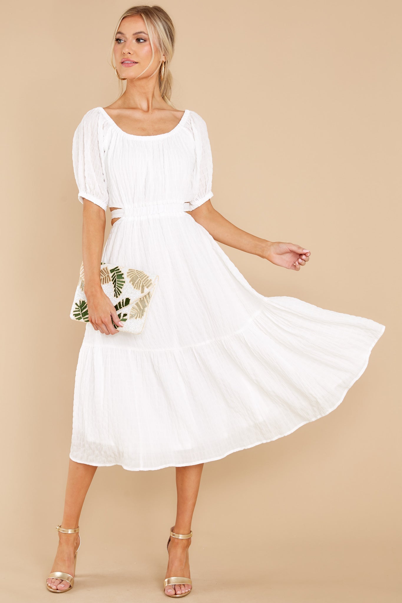 On A Lighter Note White Midi Dress