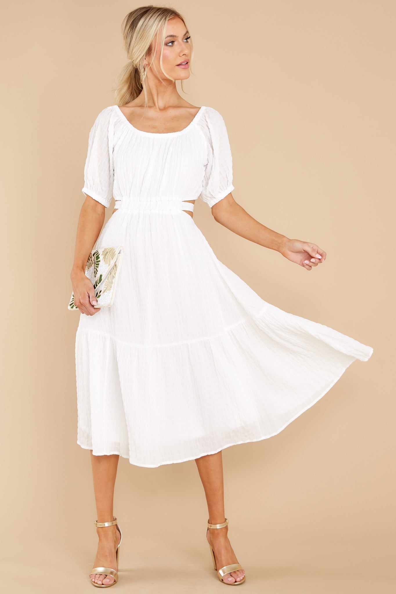 On A Lighter Note White Midi Dress