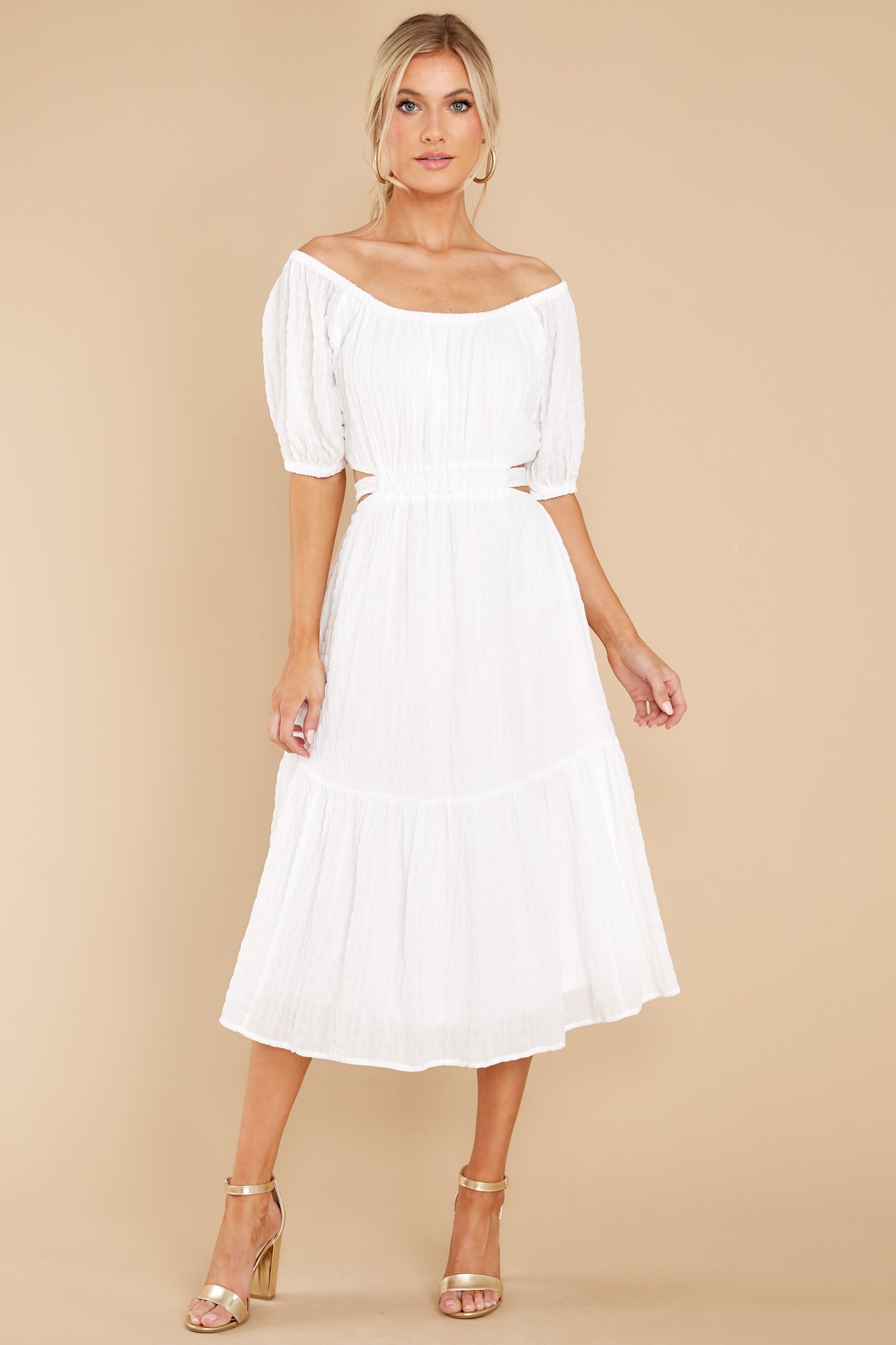 On A Lighter Note White Midi Dress