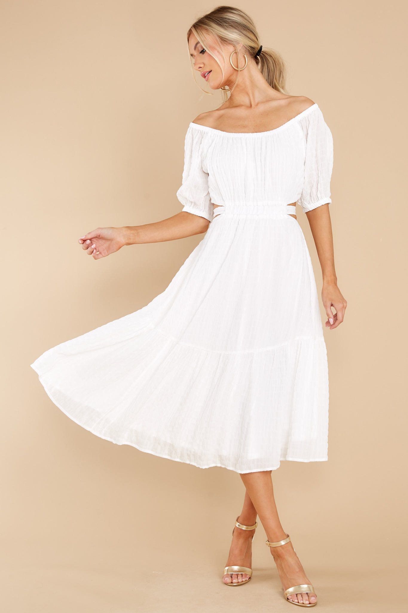 On A Lighter Note White Midi Dress