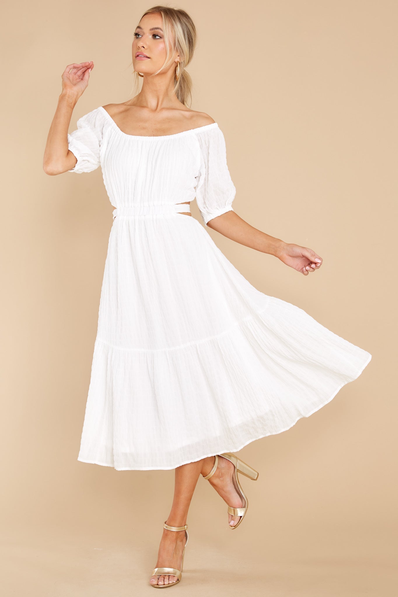 On A Lighter Note White Midi Dress