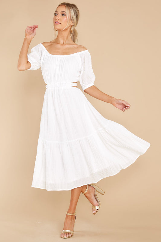 On A Lighter Note White Midi Dress