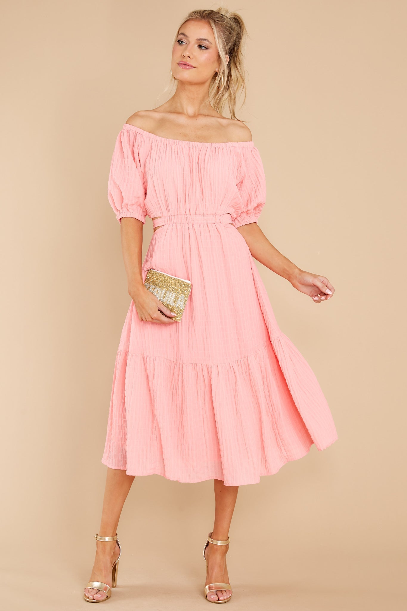 On A Lighter Note Pink Midi Dress