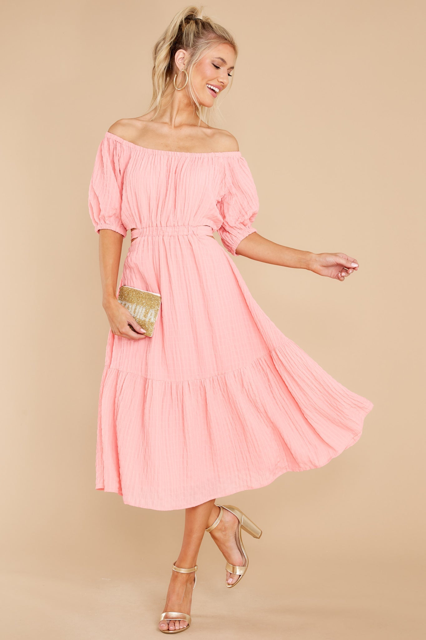 On A Lighter Note Pink Midi Dress
