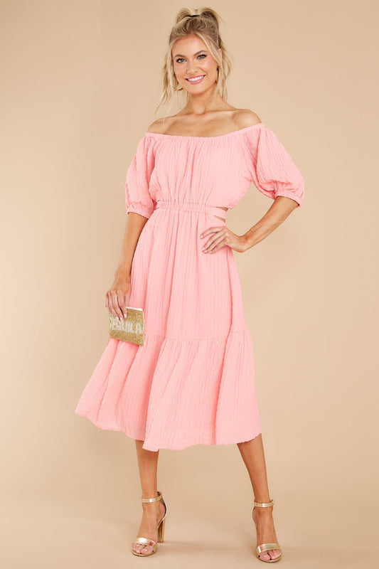 On A Lighter Note Pink Midi Dress