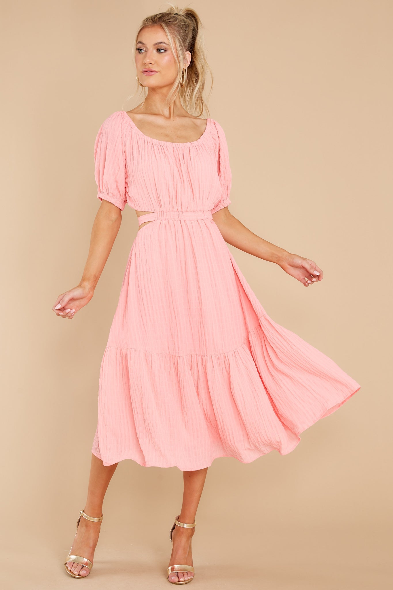 On A Lighter Note Pink Midi Dress
