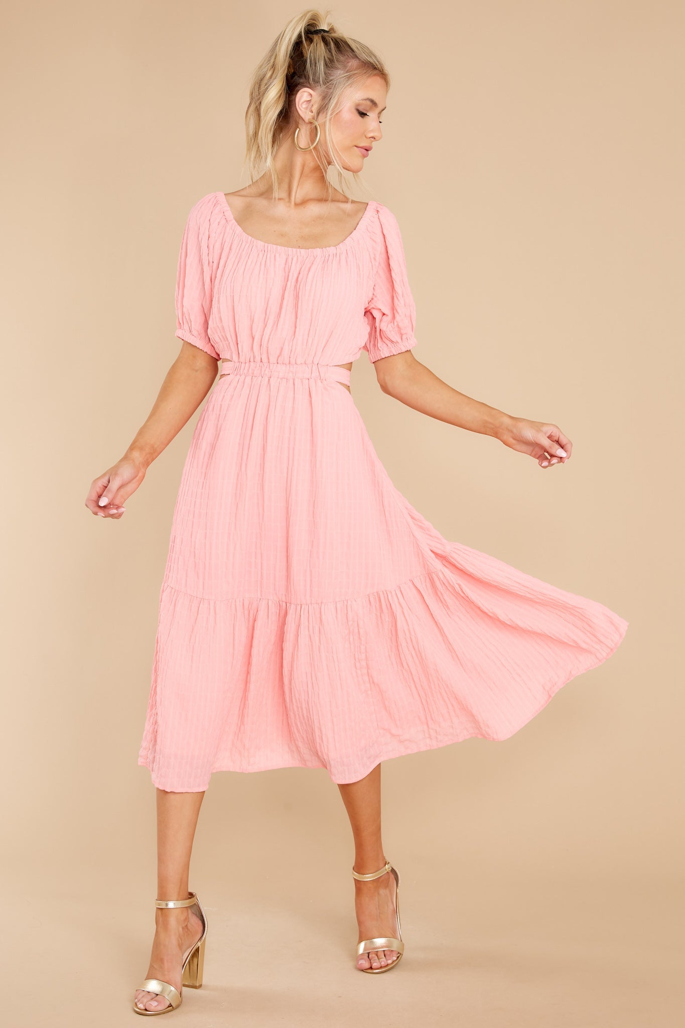 On A Lighter Note Pink Midi Dress