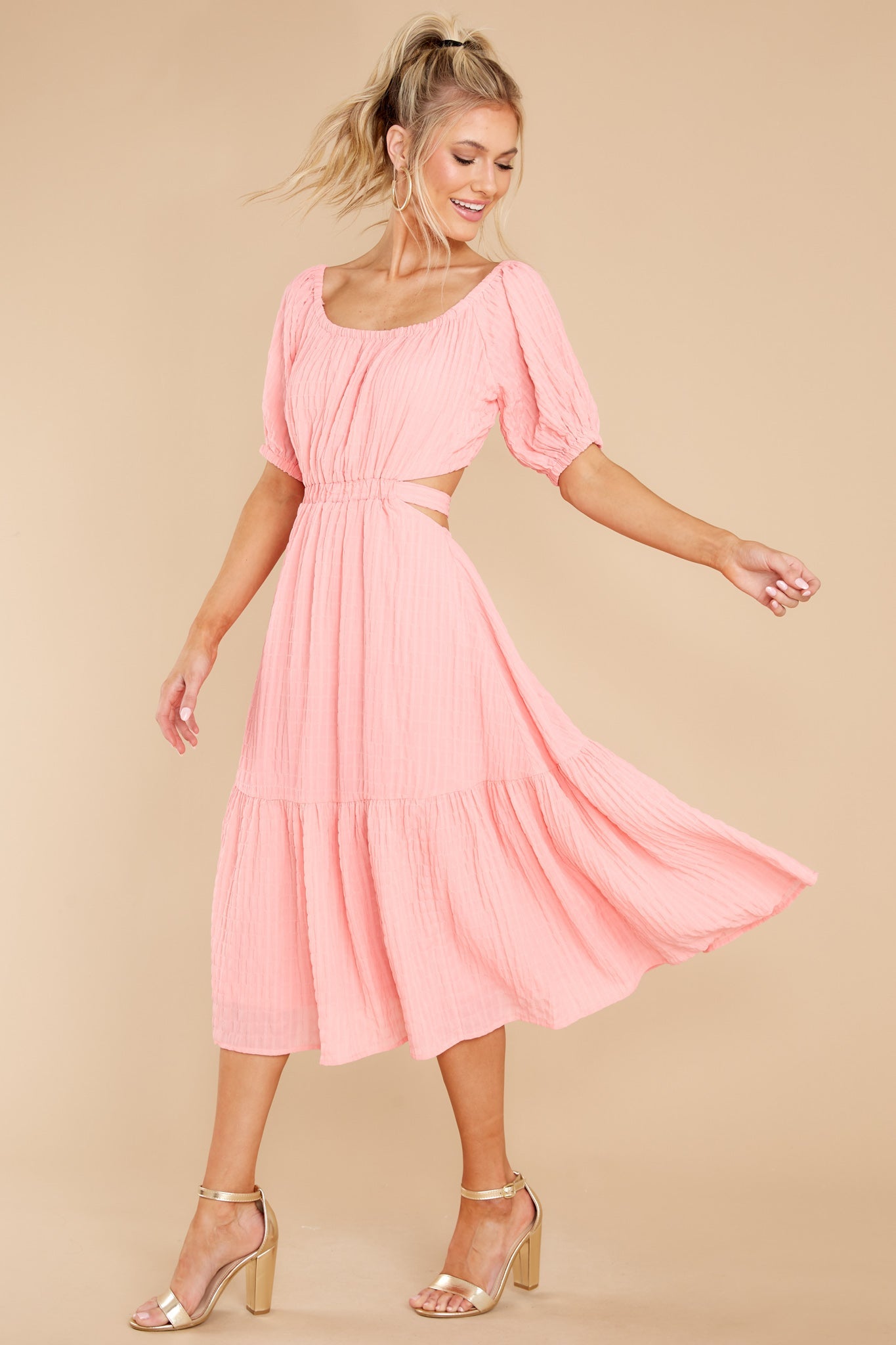 On A Lighter Note Pink Midi Dress