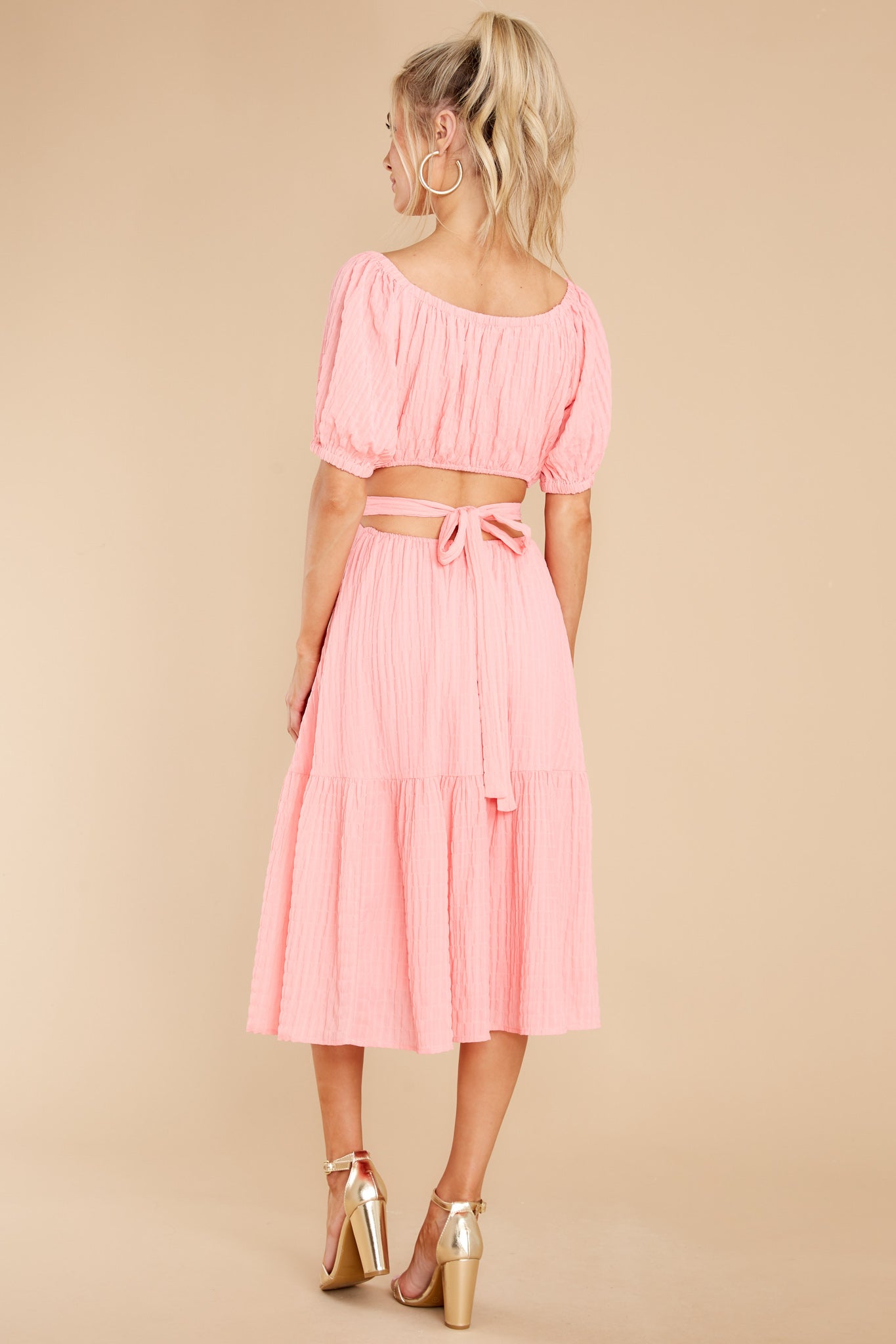 On A Lighter Note Pink Midi Dress