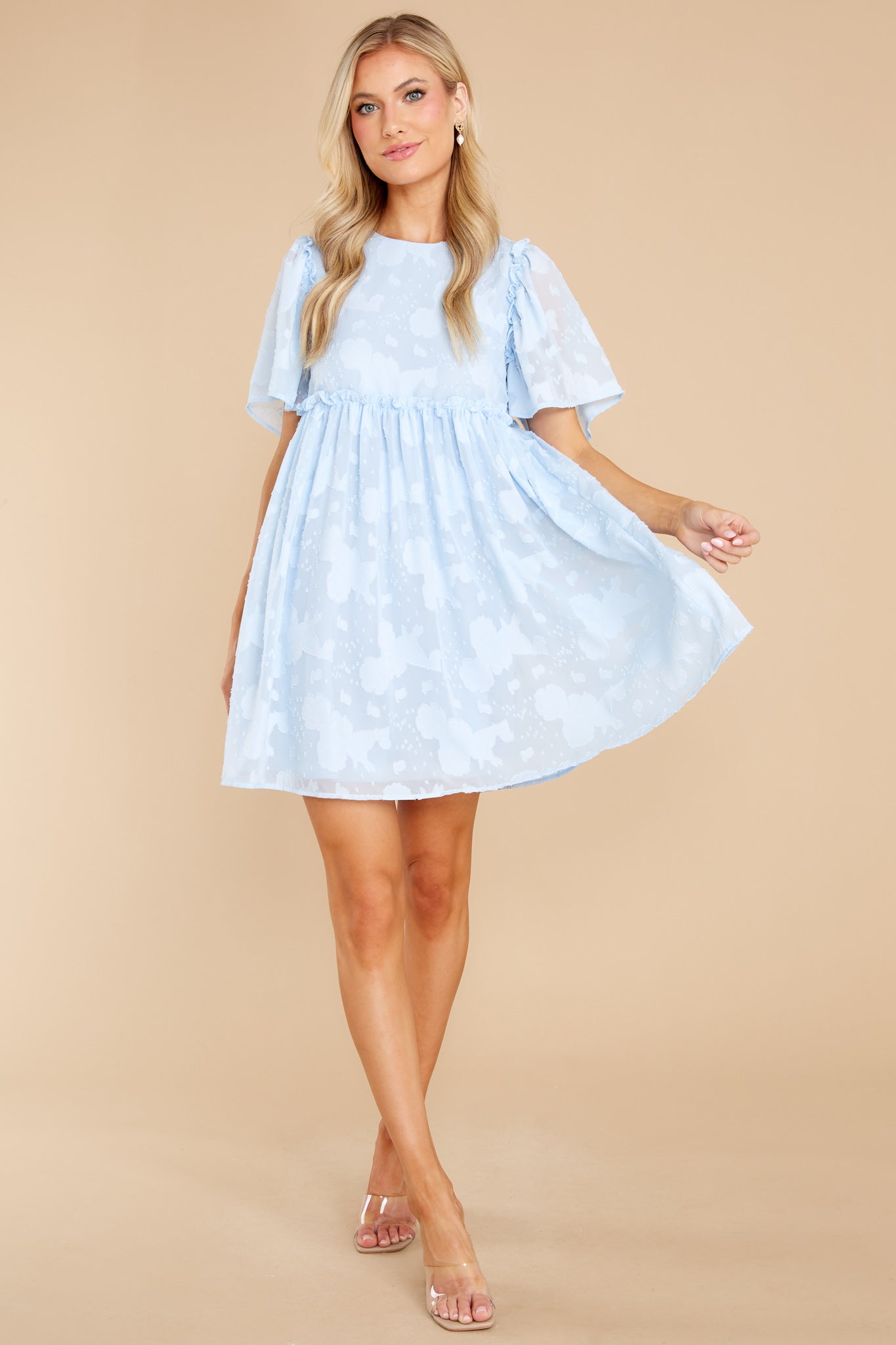 It's Your Turn Light Blue Floral Print Dress