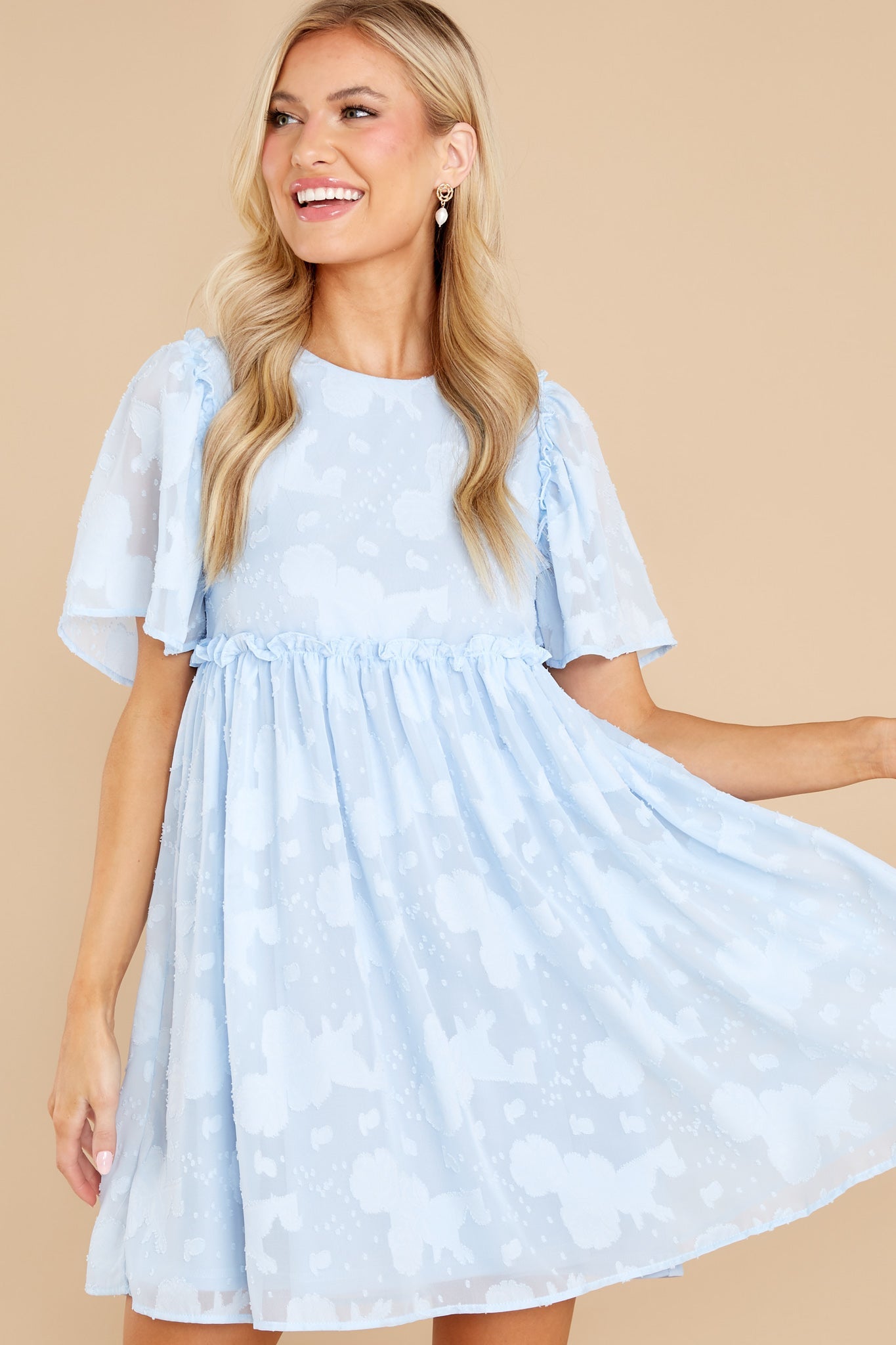 It's Your Turn Light Blue Floral Print Dress