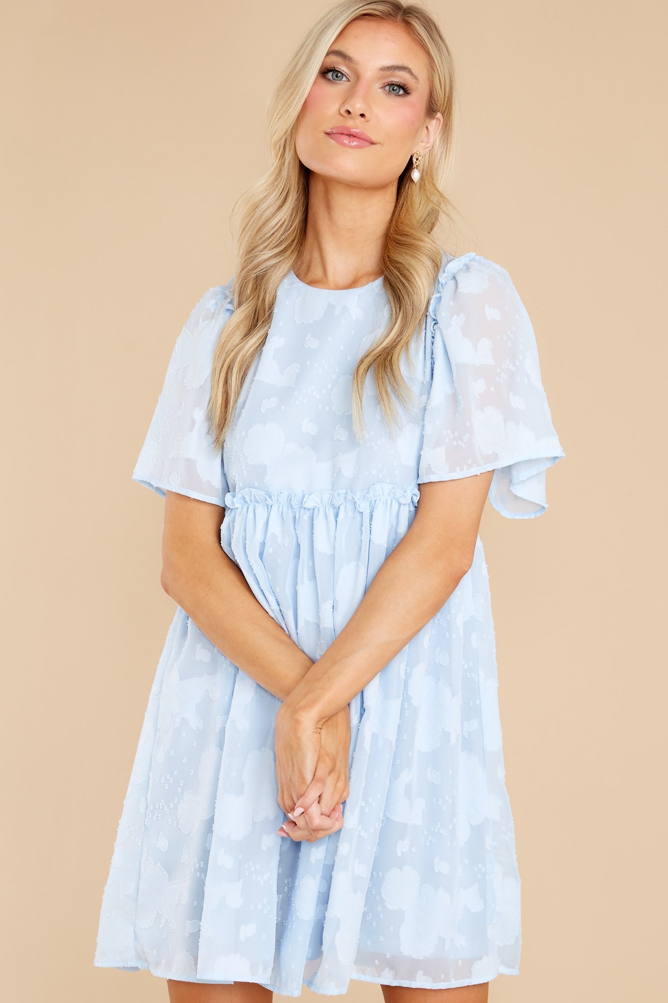 It's Your Turn Light Blue Floral Print Dress