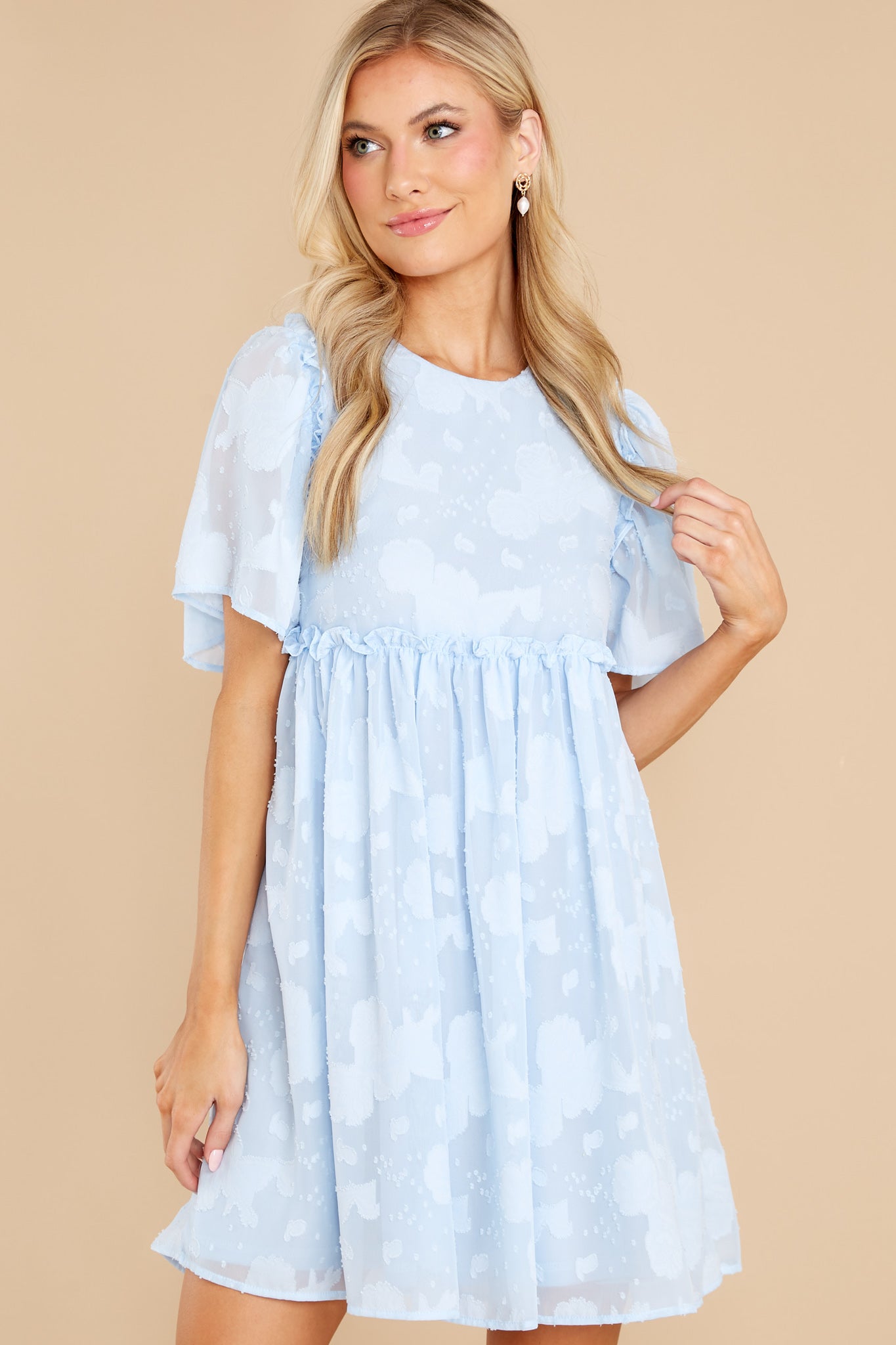 It's Your Turn Light Blue Floral Print Dress