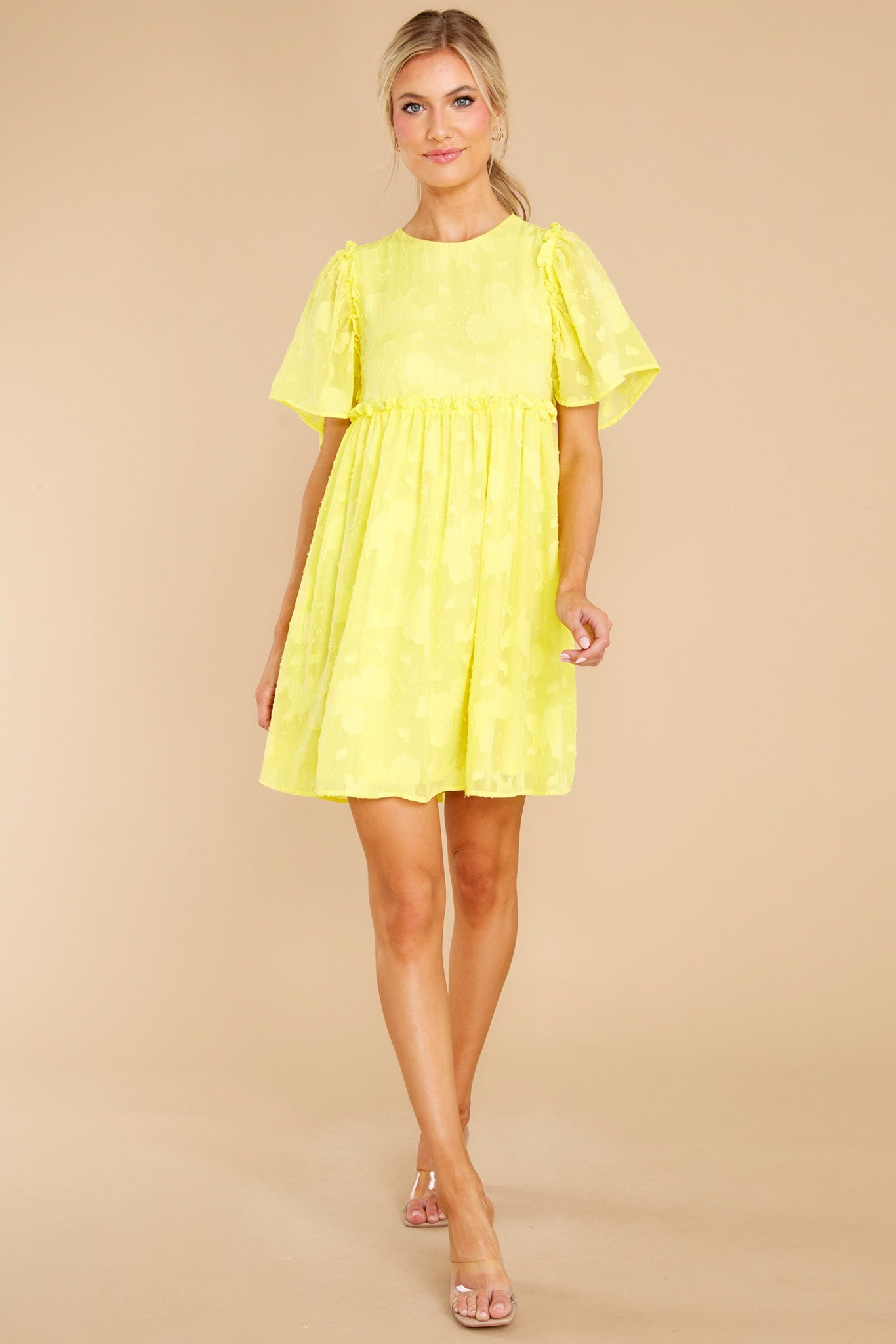 It's Your Turn Lemon Yellow Floral Print Dress