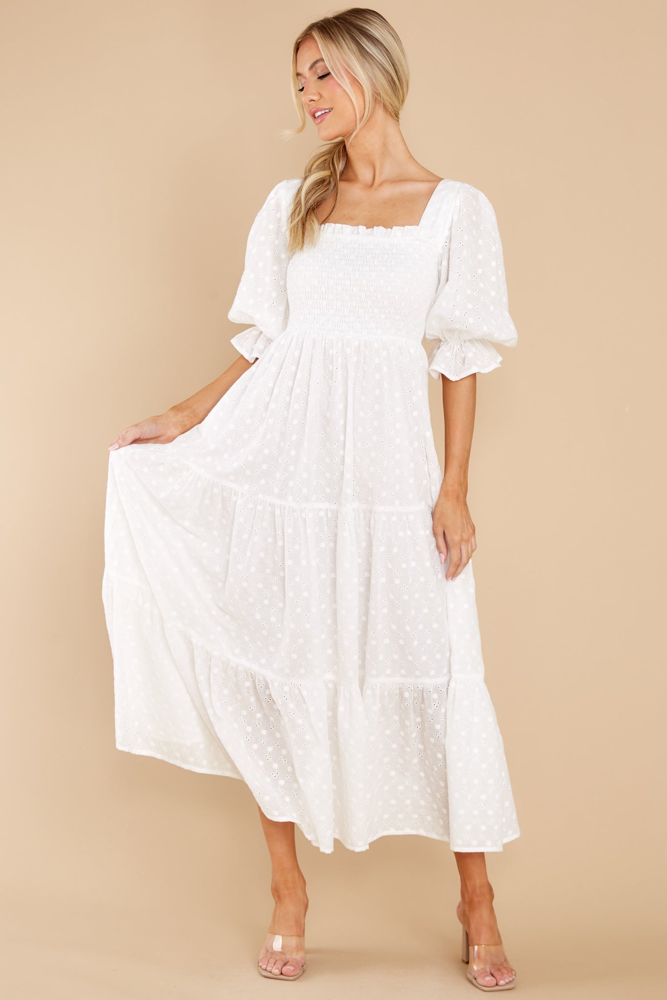 Standard Of Elegance White Midi Dress