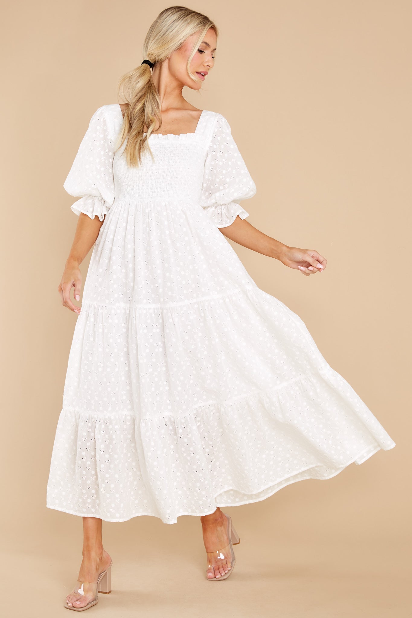 Standard Of Elegance White Midi Dress