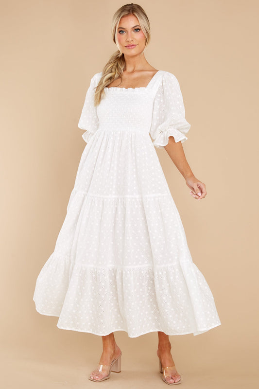 Standard Of Elegance White Midi Dress