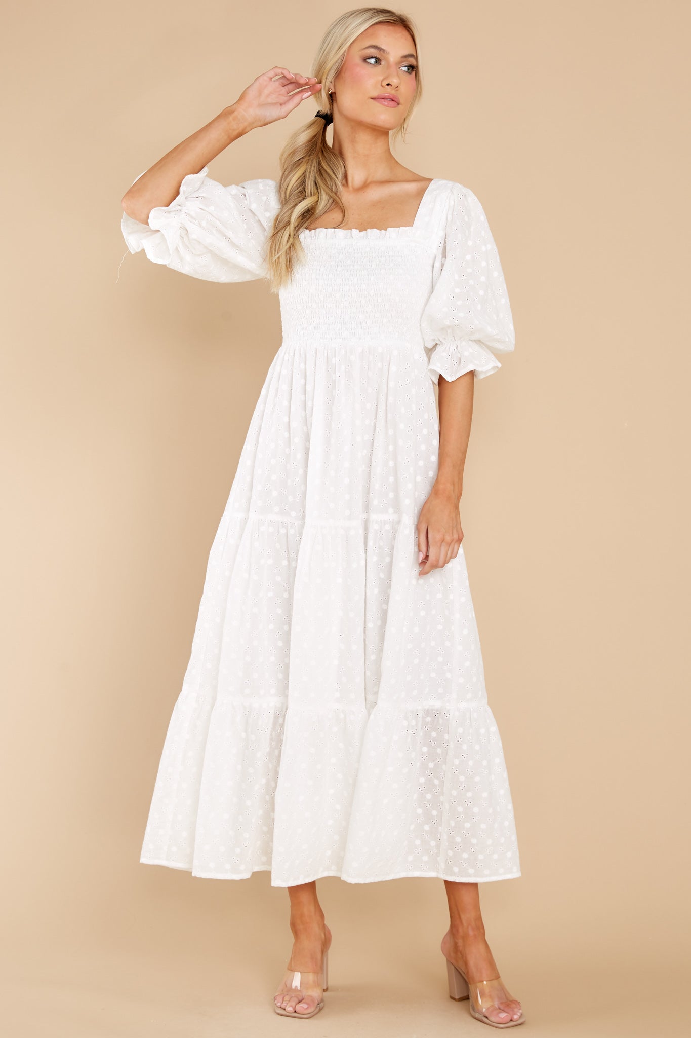 Standard Of Elegance White Midi Dress