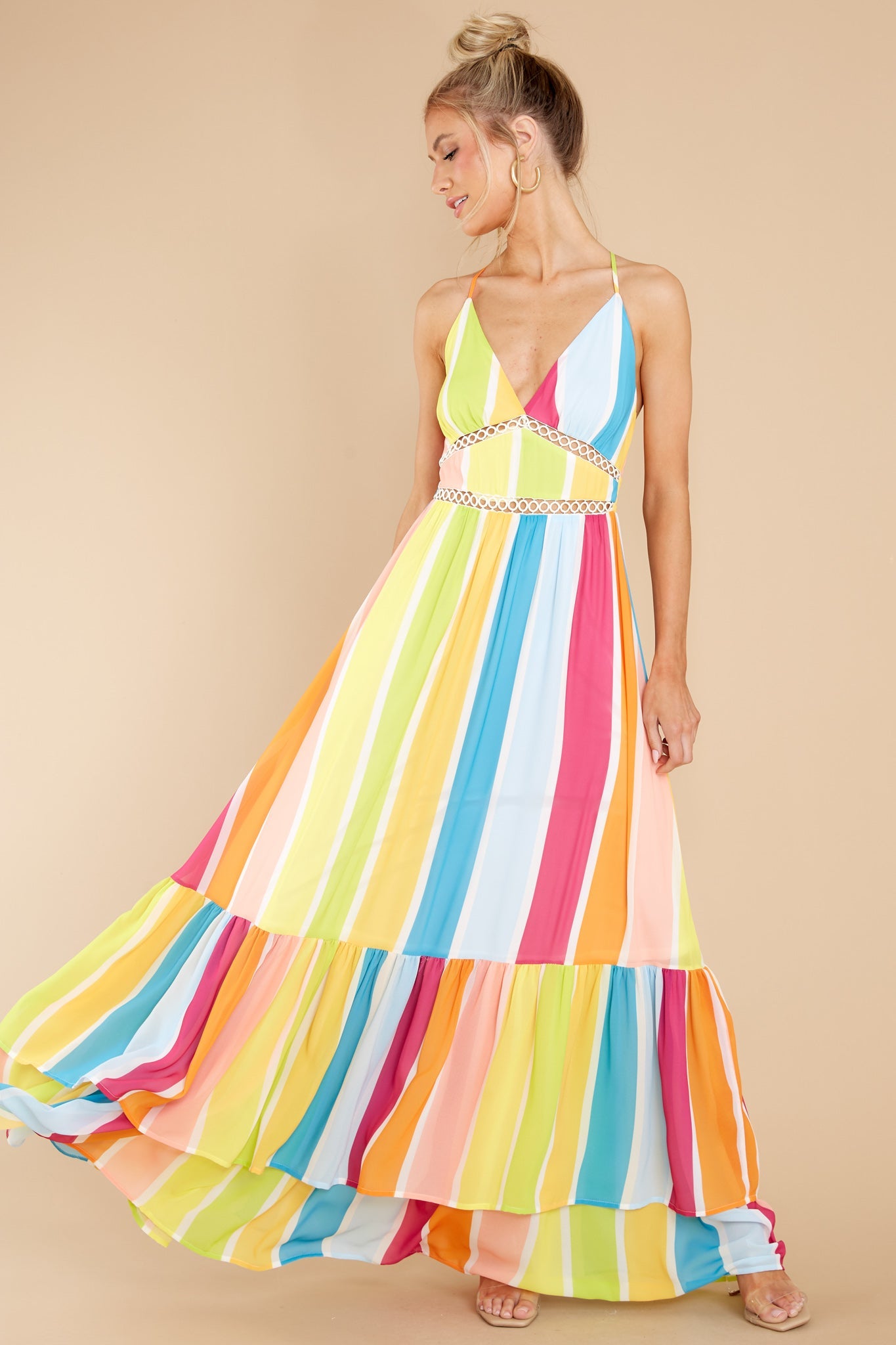 New Ambition Yellow Multi Rainbow Print Maxi Dress