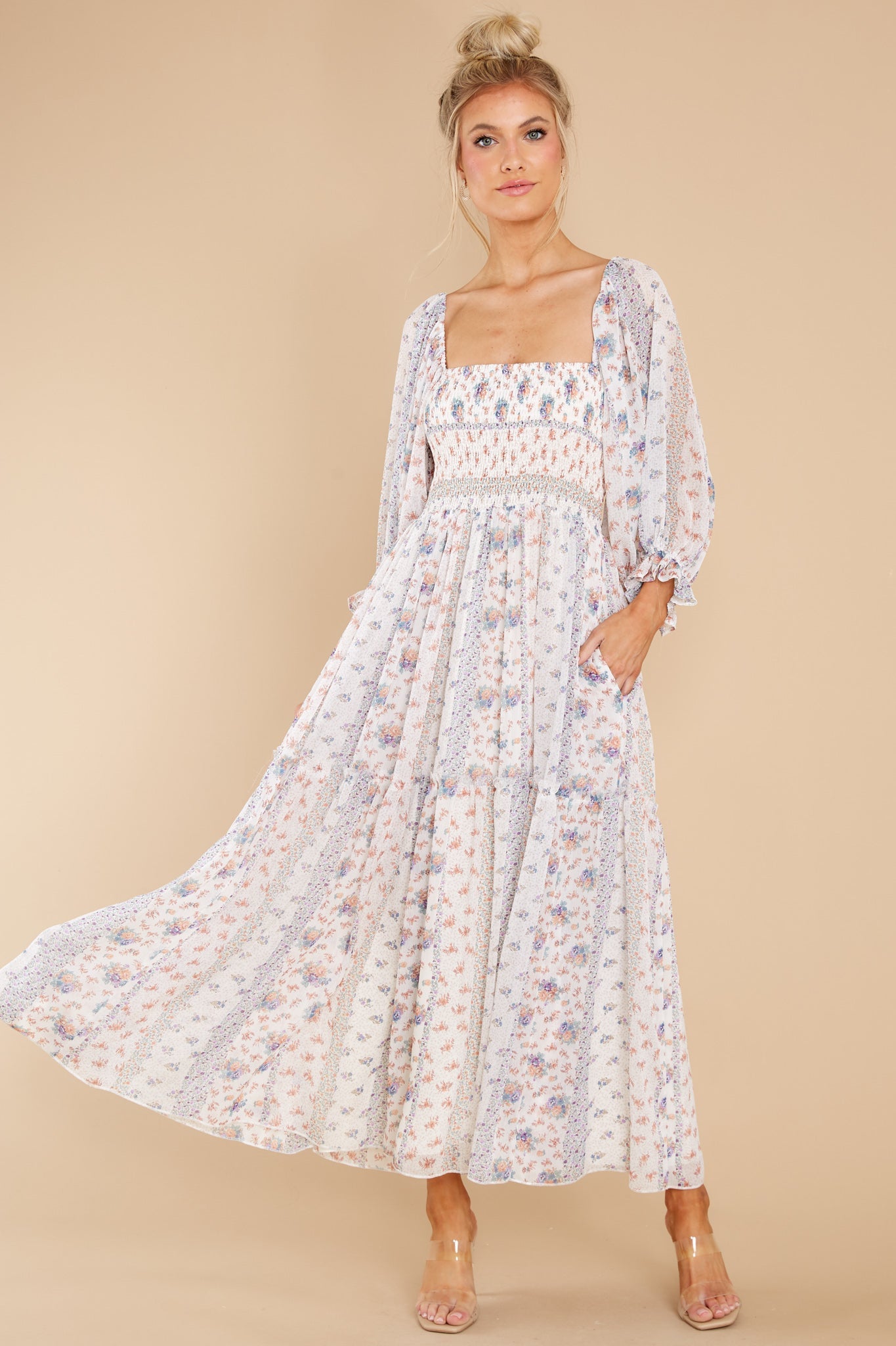 Sonic Bloom Ivory Multi Floral Maxi Dress